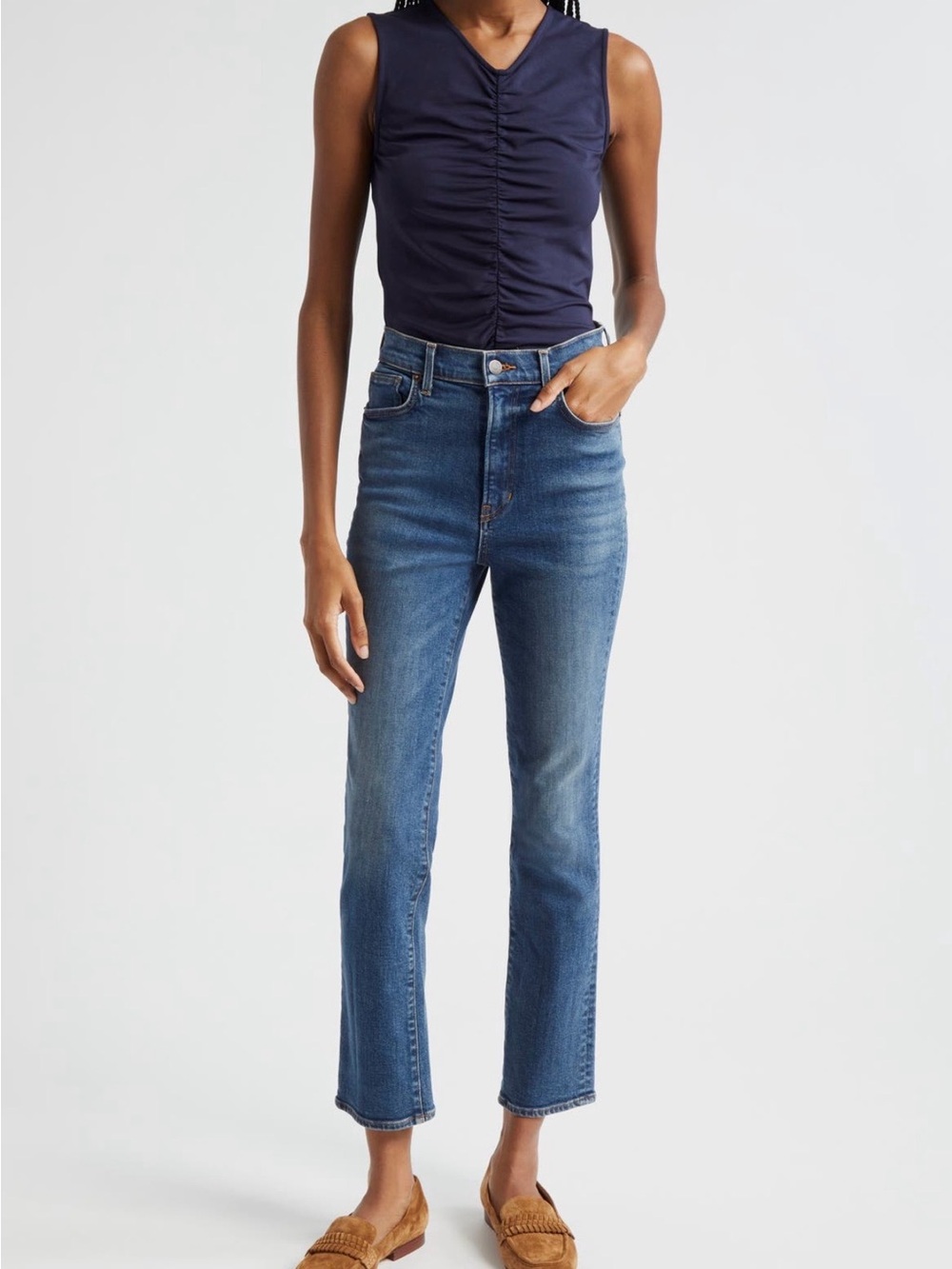 Veronica Beard Ryleigh Slim Straight Blue High-Rise Cropped ankle Jeans 26